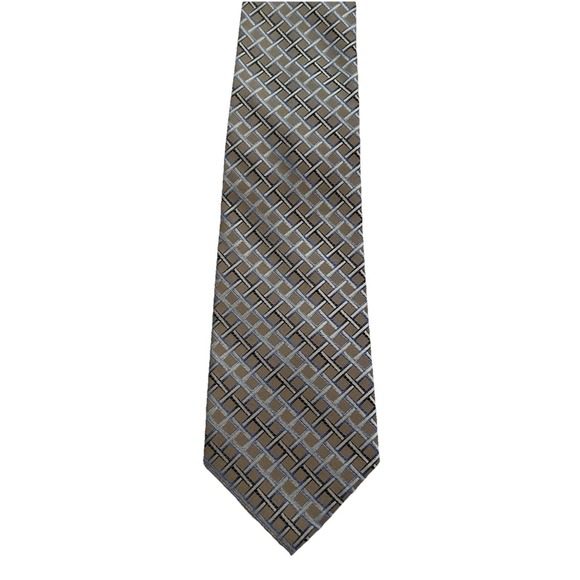 Burma Bibas Men's Tie Gray Blue White Geometric 100% Silk NWT 3.5"x57.5" - Picture 1 of 7